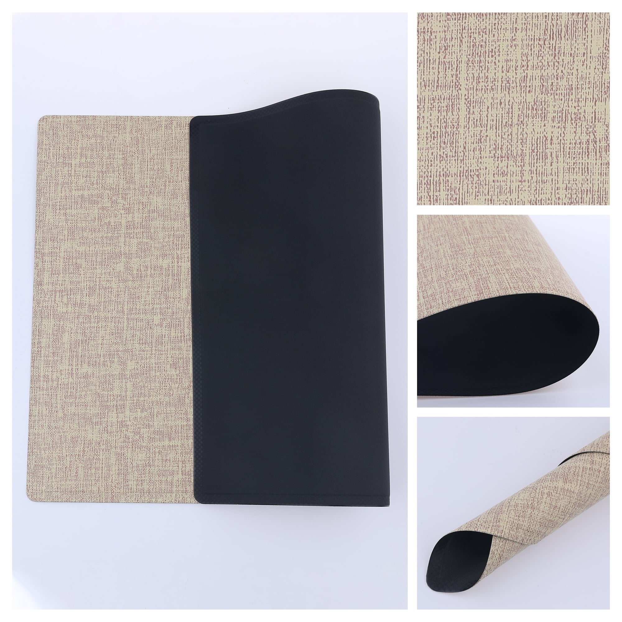 Unique Bargains Set of 6 Washable Placemats for Kitchen Dining Table Decor Beige