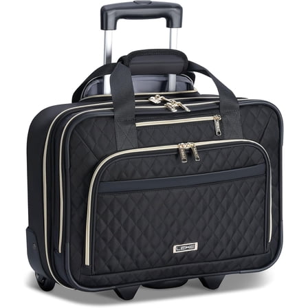 Rolling Laptop Bag, Laptop Briefcase on Wheels for Women Fits Up to 15.6Inch Computer Bags Water Resistant for Work Travel and Business, Black