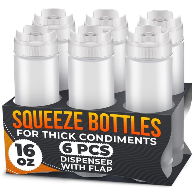 Botellas exprimibles para condimentos BURIUS de 473 ml, set de 6