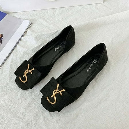 

CAIKUITONRON 2021 Shallow Flats Casual Shoes Women Metal Letters Loafers Oxford