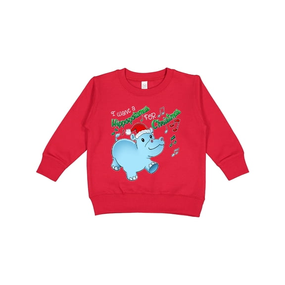 Inktastic I Want a Hippopotamus for Christmas Hippo in Santa Hat Toddler Sweatshirt