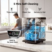 SIMZLIFE Countertop Nugget Ice Maker 33Lbs/24H, 5-Min Ice Cycle, Self-Cleaning, Portable Ice Machine with Basket & Scoop, Black
