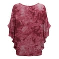 thumbnail image 2 of Made by Johnny Women's Tie Dye Scoop Neck Half Sleeve Batwing Dolman Top M WINE, 2 of 6