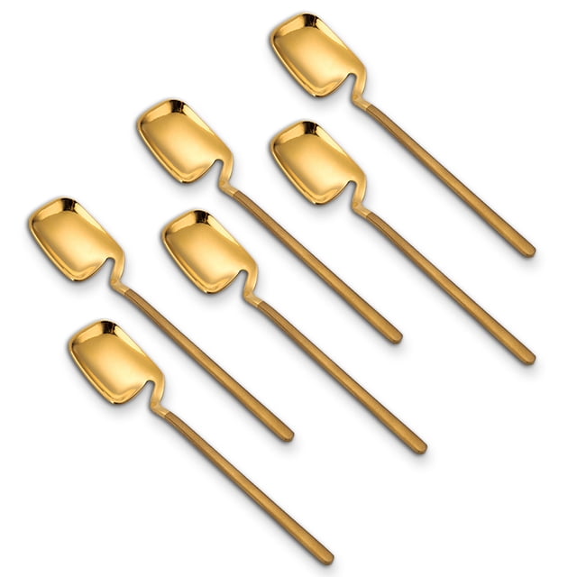 Campas de café Postre de acero inoxidable leche colgante colgante de mango largo Cuchab para la casa accesorios de cuchara de restaurantes paquete de oro de 6 de 6 Inevent HA059627-02