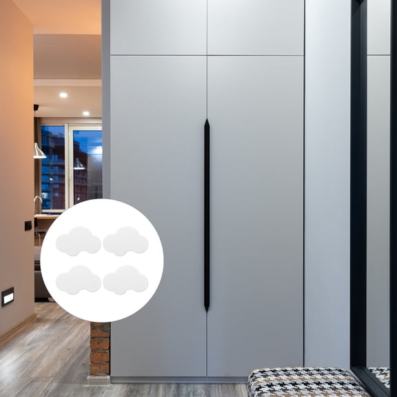 Mobutofu Wardrobe Door Knobs White 4Pcs Smooth Surface Furniture 1.3x0.98x0.9In