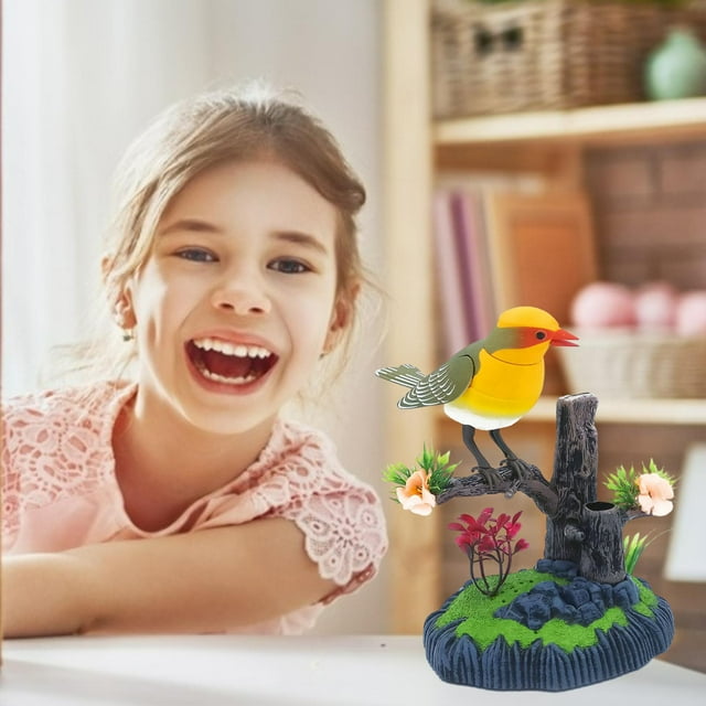 Chirping Birds Toys con Penholder Funciona con pilas Loros parlantes controlados por voz Accesorios de decoración para el hogar y la oficina Regalo B Macarena Pájaro cantando