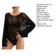 thumbnail image 7 of sunsanly Swimsuit Cover Up Solid Color Hollow Out Long Sleeves Loose Pullover Sunscreen Round Neck Knitted Summer Vacation Women Beach Top Beach Clothes, 7 of 7