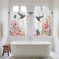 thumbnail image 4 of Pink Flower Kitchen Curtains 45 Inch Length, Spring Floral Butterflies Birds Farmhouse Tiers Curtains for Bathroom Bedroom Cafe, Light Filtering Small Window Treatment Short Drapes 2 Panels 42"Wx45"L, 4 of 8