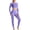 Purple, variant on 2 pieces/1 set of Women Seamless Workout Outfits Athletic Set Leggings + Long Sleeve Top Sports Running Yoga Wear - Hemp Red
