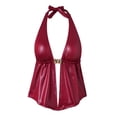 thumbnail image 6 of Women's Two-Piece Swimsuit Open Front Tankini Top with Side Tie Bottom 2-Piece Swimwear for Beach Red S, 6 of 9