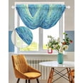 thumbnail image 3 of Turquoise Blue Teal Sheer Waterfall Valance Curtains for Window, Chic Stained Glass Texture Aesthetic Rod Pocket Sheer Topper Swag Curtains for Living Room, Kitchen 38.5"W x 47.2"L, 1 Panel, 3 of 7