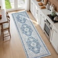 thumbnail image 3 of ARJINCUTE Boho Vintage Distressed Runner Rug Blue 2'x8', Soft Machine Washable Foldable Non-Slip Carpet for Hallway Kitchen Entryway Bedroom Laundry, 3 of 9