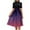 Purple1, variant on Mgmyaa Women's Fit & Flare Dress Mock Neck Short Sleeve Printing Dresses Elegant Casual Tie Waist Midi Dress