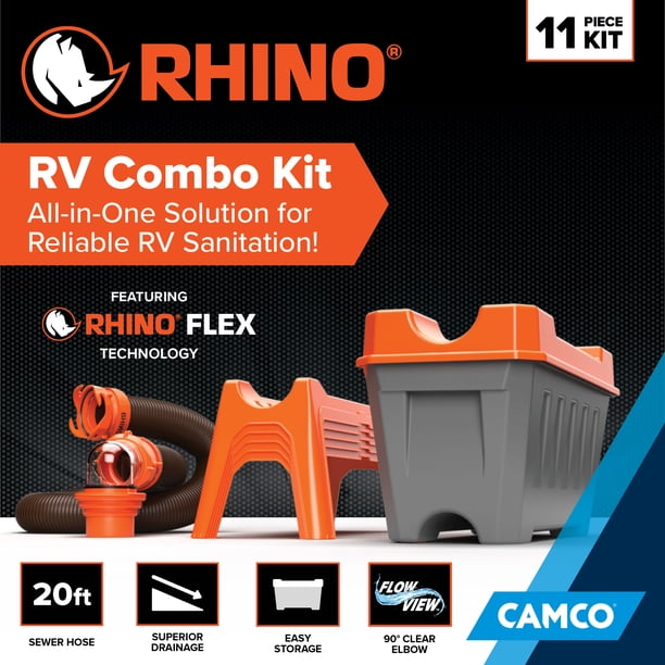 Camco Rhino 12-Piece RV Sewer Kit, 20-ft Sewer Hose & Storage Box