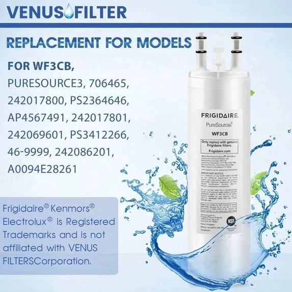 1-Pack WF3CB PureSource 3 Refrigerator Water Filter, NSF Certified Replacement for Frigidaire WF3CB 242069601 706465