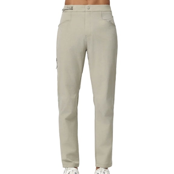 Big & Tall Men's Casual Golf Pants Dress Lightweight Straight Leg Outdoor Travel Trousers with Zip Pockets & Belt Loops for Daily Wear, Khaki, XL