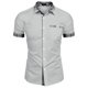 thumbnail image 3 of Men's Summer Solid Color Casual Short Sleeve Shirt Collar Stripe Contrast Fashion Button Shirt 4XL, 3 of 3