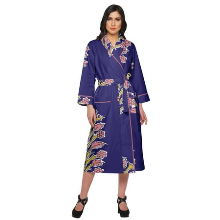 

Moomaya Printed Long Robe With Pockets Cotton Bride Getting Ready Dress