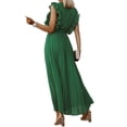 thumbnail image 3 of TRKIYQC Vestidos Largos de Manga con Volantes con cinturón para Mujer Verano, Vestidos de Gasa Plisados con Cuello en V de Color Sólido Casual TRKIYQC casual, 3 of 9