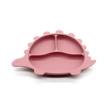 

Cartoon Dinosaur Baby Suction Cup Bowl Divided Dinner Plate Infants Learning Feeding Dish Non-toxic BPA-Free Silicone