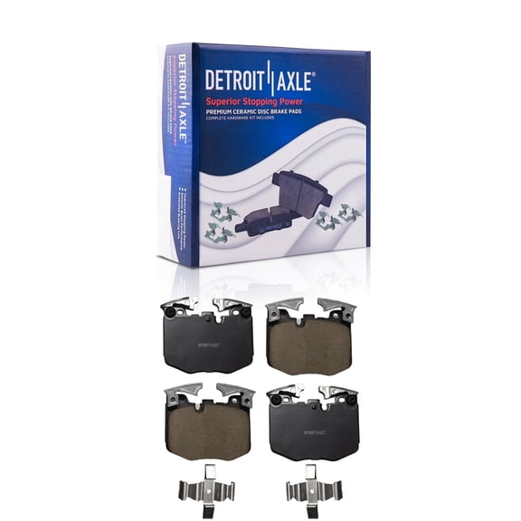 Detroit Axle - Front Brake Pads for BMW 330e 330i 430i 530e 530i 740i M240i M340i M440i xDrive 230i i4 iX X3 X4 X5 Z4 Toyota GR Supra, Ceramic Brake Pads w/ Hardware Replacement