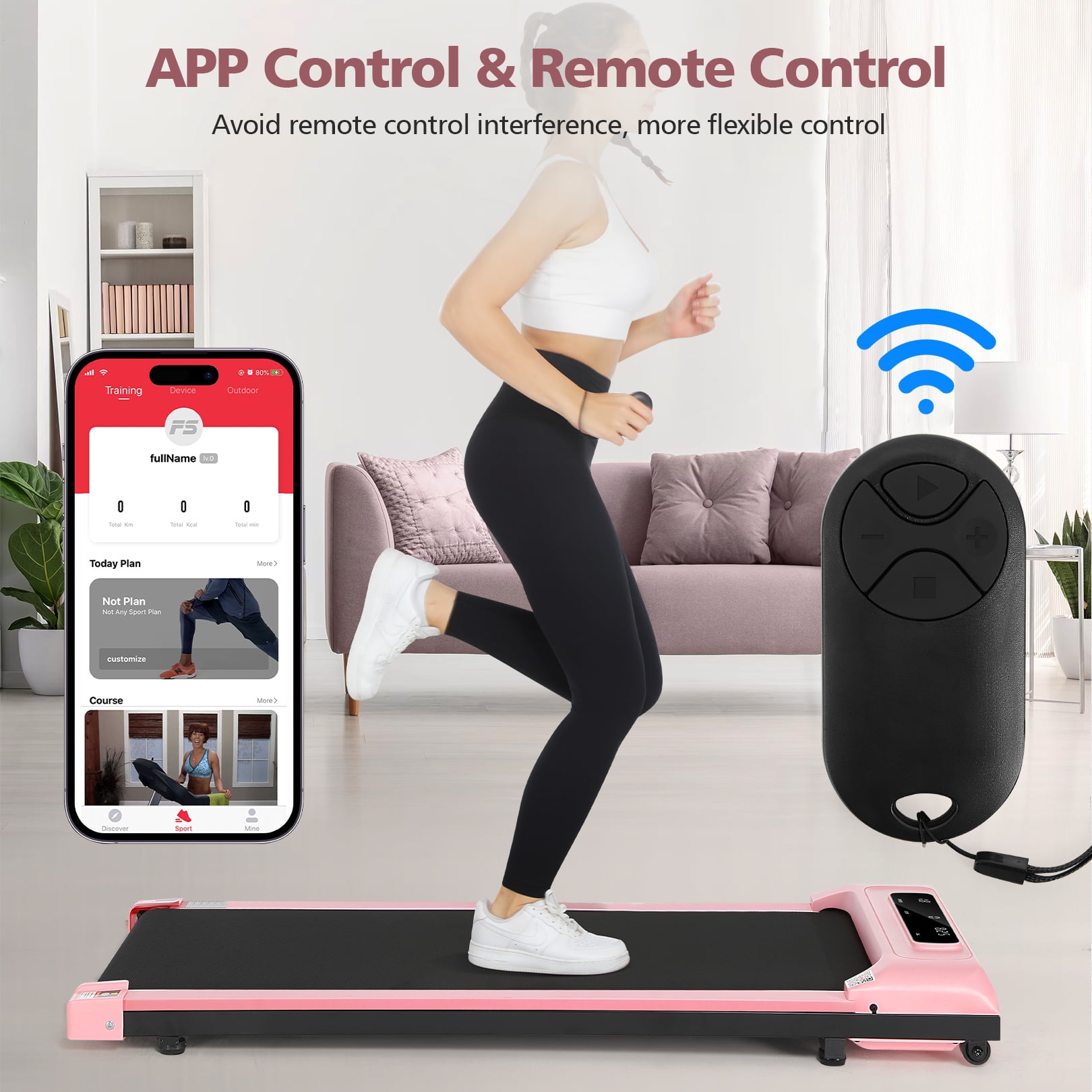Walking Pad 300lb, Large Walking Area Under Desk Treadmill with Remote & App Remote Control for Home/Office Jogging Running