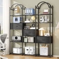 thumbnail image 2 of Casendy Large Arched Bookcase with 3 Storage Drawers, 83" Tall 5 Tier Metal Frame Bookshelf, Display Storage Shelf Book Shelf for Living Room, Black, 2 of 9