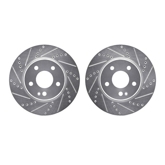 Dynamic Friction Company Front Brake Rotors-Drilled and Slotted-Silver 7002-63026