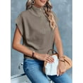 thumbnail image 3 of Womens Short Sleeve Cropped Knit Tops Half Zip Cap Sleeve Lightweight Oversized Sweater Vest, 3 of 5
