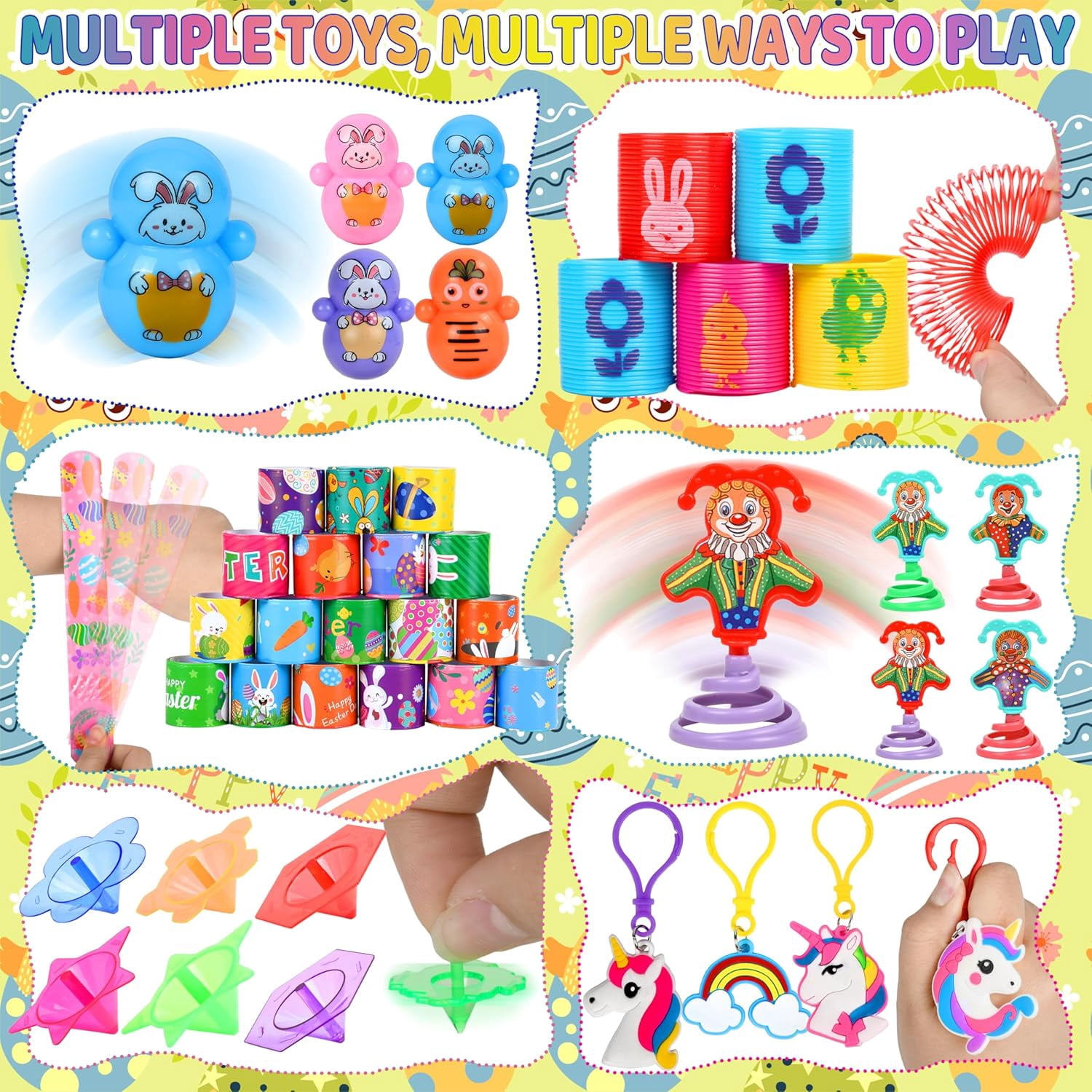 Prefilled Easter Egg Toy Set, 360 Pieces, 120 Plastic Eggs With 240 Mini Toys And Stickers, For Egg Hunt, Easter Basket Stuffers, Party Favors, Multicolor