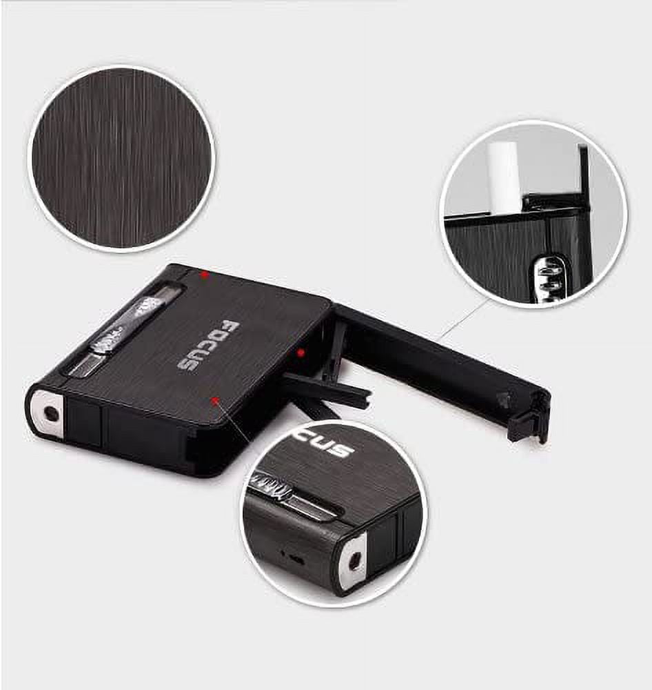 Focus Cigarette Case Dispenser with Butane Jet Torch Lighter (Holds 10) BLACK