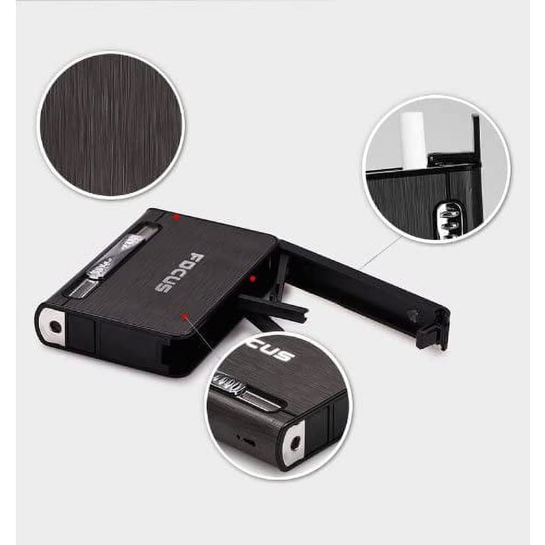 focus cigarette Focus Cigarette Case Dispenser with Butane Jet Torch Lighter (Holds 10) Black