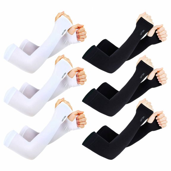 TELOLY 6Pairs Arm Sleeves,Close Skin Fit UPF50  Nylon Mangas Para Brazos Para Mujer,Comfortable Light 12.6" Arm Sleeves for Men,Multicolor2