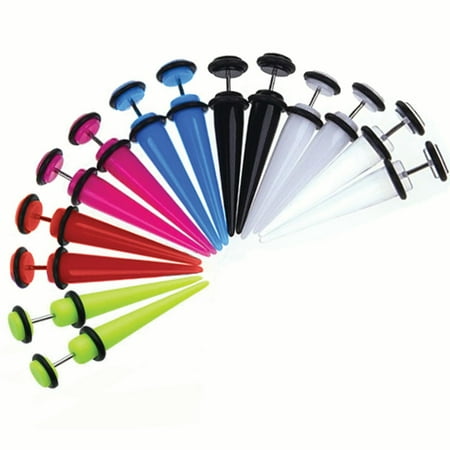 - BodyJ4You® Fake Tapers Kit Illusion Cheater Multi-Color 0G Look Gauges Piercing Jewelry Set 14 Pieces