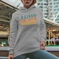 thumbnail image 2 of Raised on 90s Country Music Themed, Groovy Retro Wavy Text Merch Gift, Heather Grey Hooded Sweatshirt or Hoodie, Small, 2 of 5