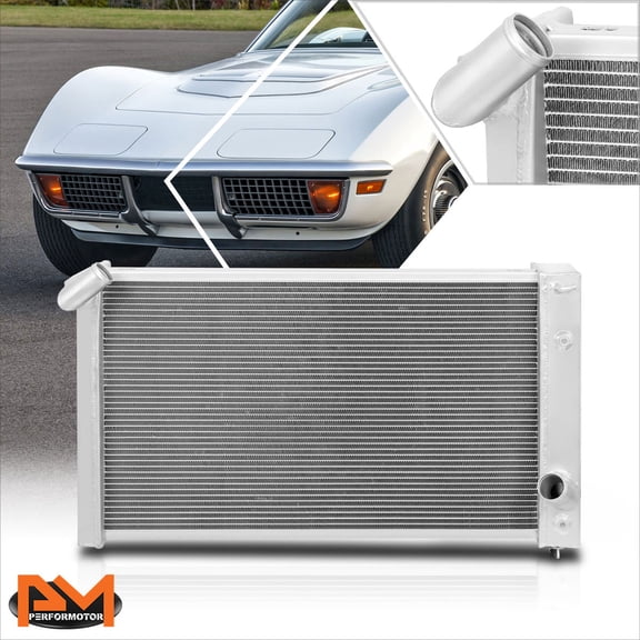 PM PERFORMOTOR for 69-72 Chevy Corvette 7.0L/7.4L Full Aluminum 2-Row Dual Core Racing Radiator