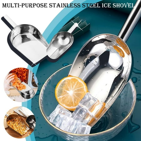 

QWY Ice Scoop Ice Scoop for Multi-Purpose Use Stainless Steel Metal Food Scoop Kitchen Restaurant Bar Party Wedding Ice Machine Heavy Duty Silver