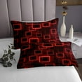 thumbnail image 3 of YST Geometry Kids Bedspread Set Twin Size,Red Neon Light Black Coverlet Set Geometric Grid Lines Quilt Set,Modern Abstract Gradient Cubes Bed Set For Boys Girls Adults, 3 of 3