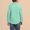 thumbnail image 5 of Boys Long Sleeve Dress Shirts Kids Classic Collared Button-Down Shirt School Uniform Shirts Green,10-11 Years, 5 of 6