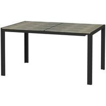 Topcobe Patio Table for 6 with Aluminum Frame, Faux Wood Tabletop, Rectangular Outdoor Table for Backyard, Lawn, Balcony, Gray, Modern Outdoor Patio Furniture for Backyard