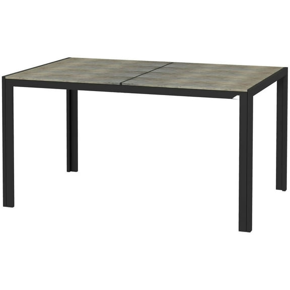 GVN Outdoor Eating Tables,Patio Table,Patio Table for 6 with Aluminum Frame, Faux Wood Tabletop, Gray