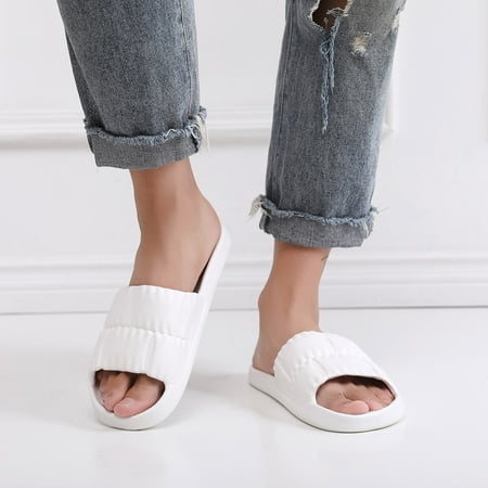 

Cathalem Croquette Slippers for Women Fashion Couples Women Shower Room Home Non Slip Boot Slippers for Women Indoor Memory Foam White 7