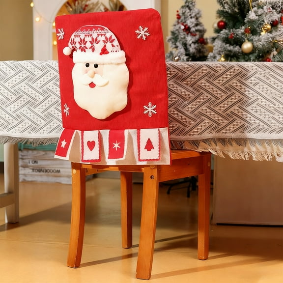 Wooowa Snowman Christmas Chair Covers,High Stretch Removable Washable Chair Seat Protector Cover for Christmas Decoration-Christmas Theme Decor with Snowflake