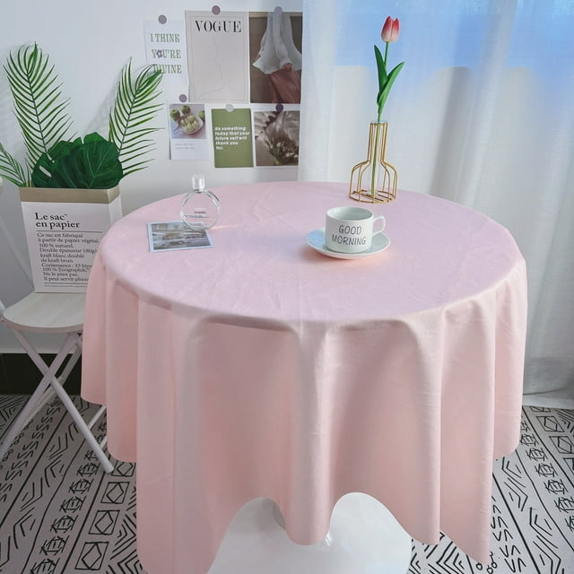 Nvzi solid color tablecloth fabric dining table, student desk, coffee table cloth tablecloth decoration (pink, 90 * 90cm)