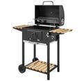 thumbnail image 1 of 20” Charcoal BBQ Grill with Wheels – Black Outdoor Patio Barbecue, Adjustable Pan & Thermometer – Spacious Cooking Area, 3 Shelves for Garden & Backyard Grilling, 1 of 7