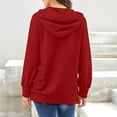 thumbnail image 2 of Hanerdun Women Drawstring Hoodie Female Long Sleeve Pullover Tops Red L, 2 of 4