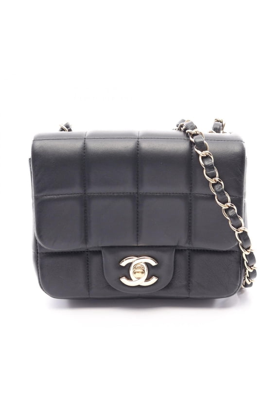 Pre-Owned Chanel Chocolate Bar Mini Flap Shoulder Bag/Handbag, Lambskin Leather, Women's, Black...