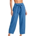 thumbnail image 3 of Guluxicc Women's Cotton Tapered Pants with Pockets Elastic Waist Drawstring Loose Jogger Trousers for Everyday Wear, 3 of 5
