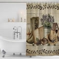 thumbnail image 2 of Vintage Farmhouse Shower Curtain Set - Extra Long 72" x 96" Washable Bathtub Curtain with 12 Hooks, Retro Country Boots Flowers Leaf Wooden Plank Waterproof Fabric Shower Curtains for Bathroom Décor, 2 of 6