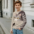 thumbnail image 5 of POLERO 2 Pack American Shorthair Cat Boys Long Sleeve Shirts 3-4 Years Kids Soft Breathable Crewneck Tee T-Shirt Purple Grey Basic Long Sleeve Top Winter Cloth, 5 of 6